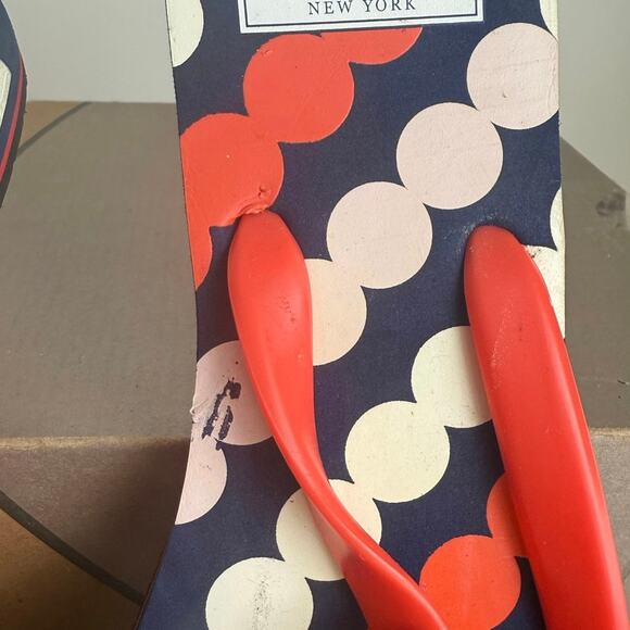 KATE SPADE New York Fifi Navy Orange Polka Dot Women Flip Flops  - SZ 8 - Picture 7 of 10